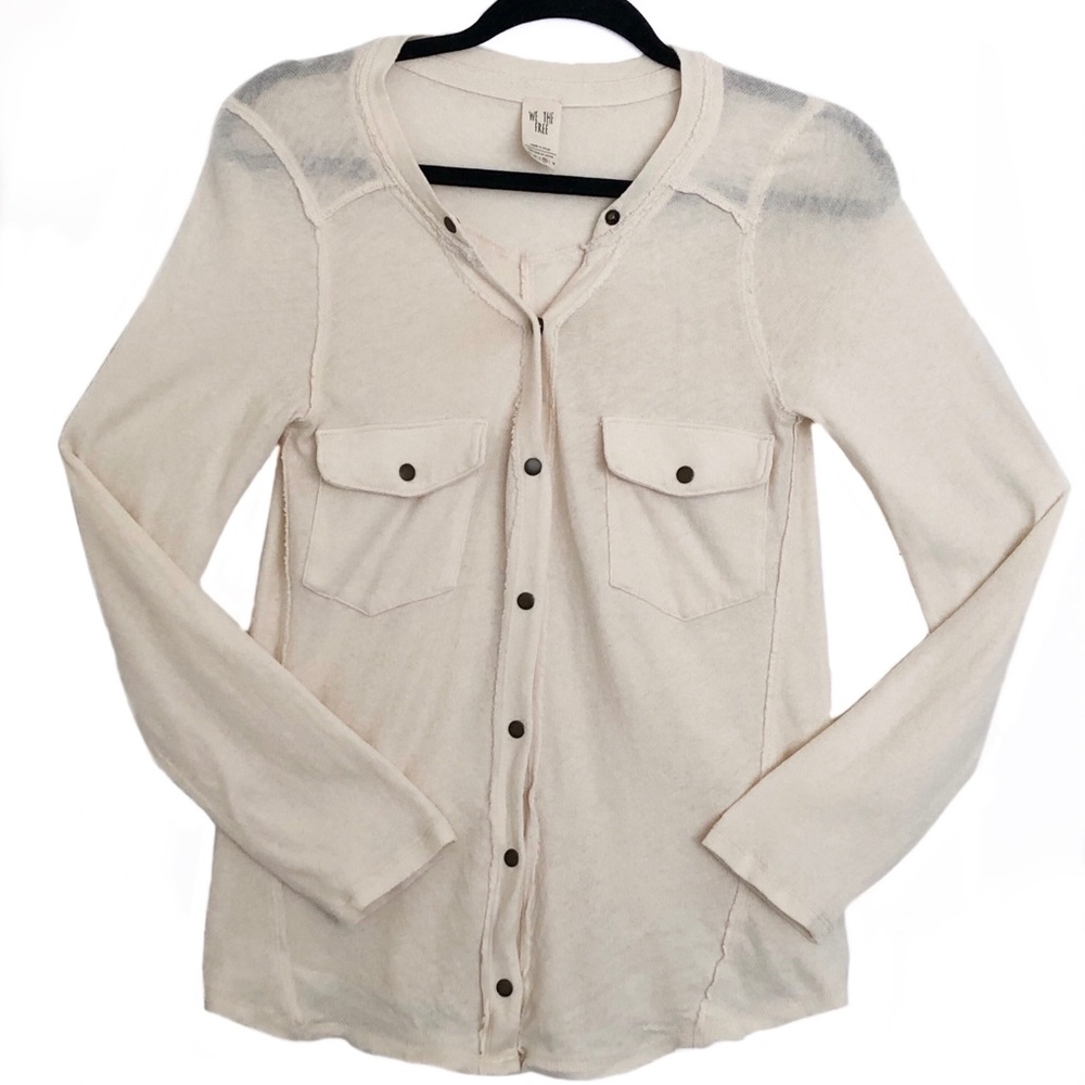 Free People We The Free V-Neck Snap Button Up Top